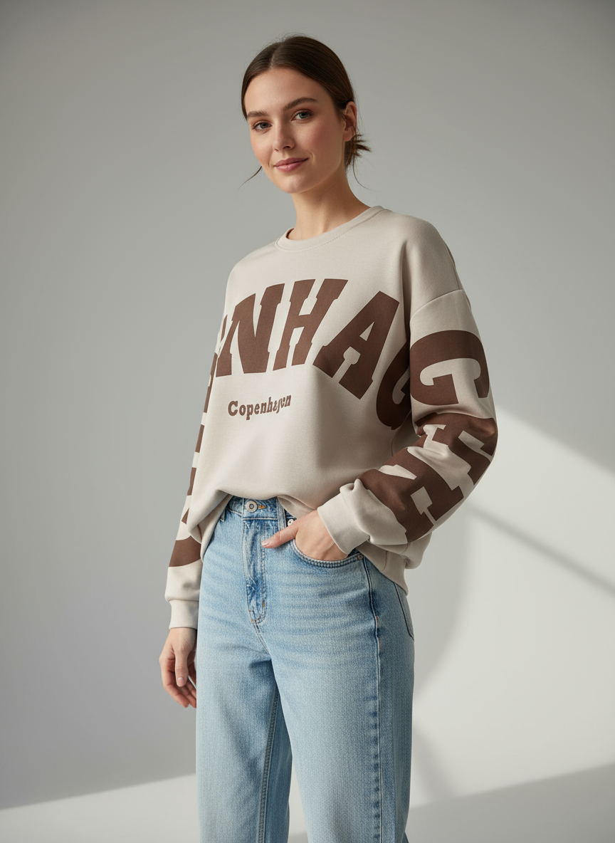 Modellbild beige sweatshirt