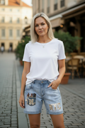NYC Denim Shorts vit t-shirt 1