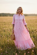 Pink Broderie Anglaise Maxi Dress Meadow