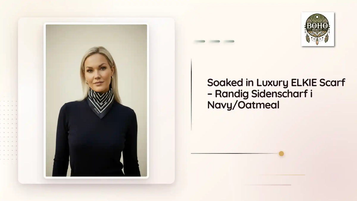Soaked in Luxury ELKIE Scarf &ndash; Randig Sidenscharf i Navy/Oatmeal by@Outfy