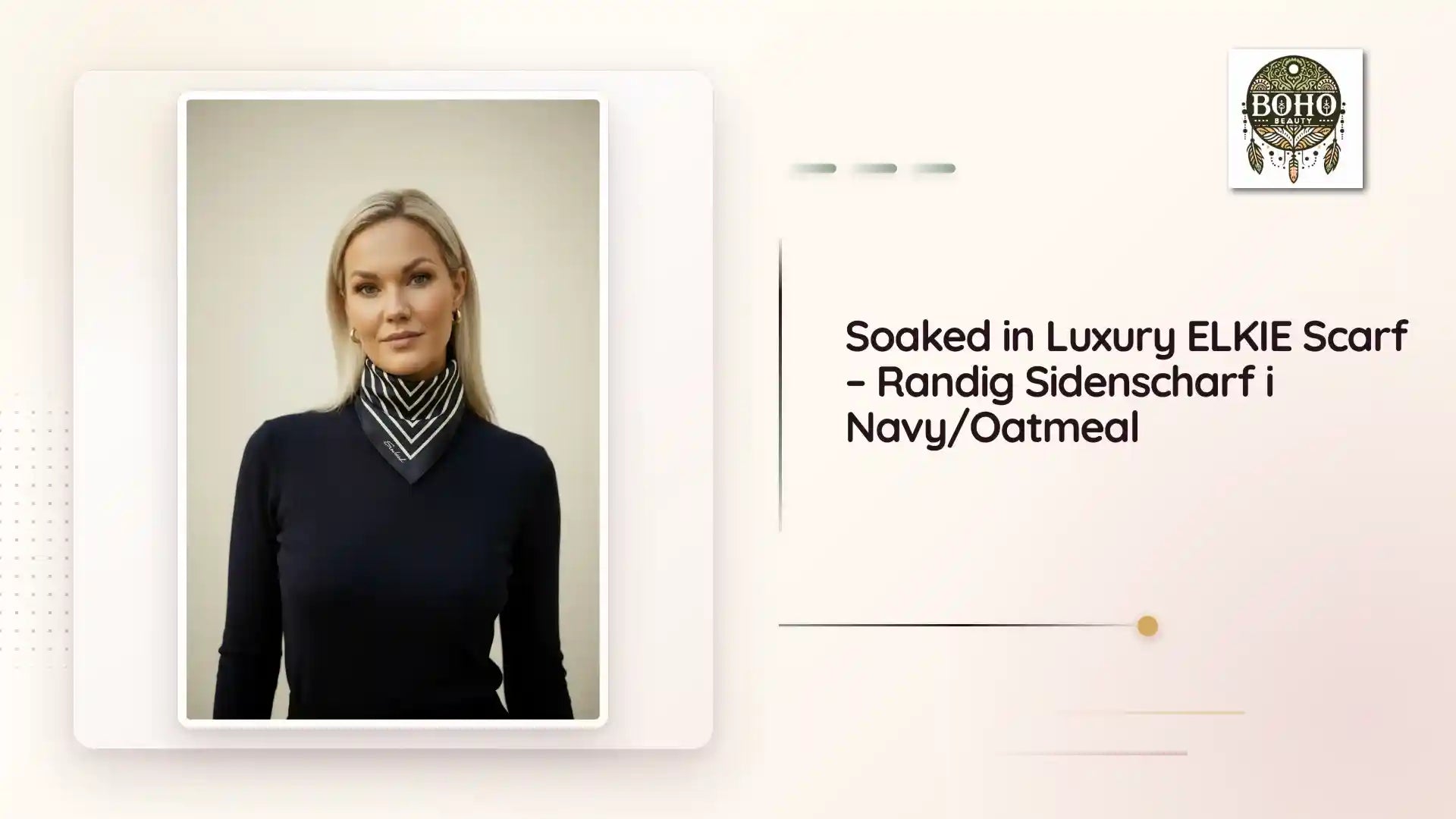 Soaked in Luxury ELKIE Scarf &ndash; Randig Sidenscharf i Navy/Oatmeal by@Outfy