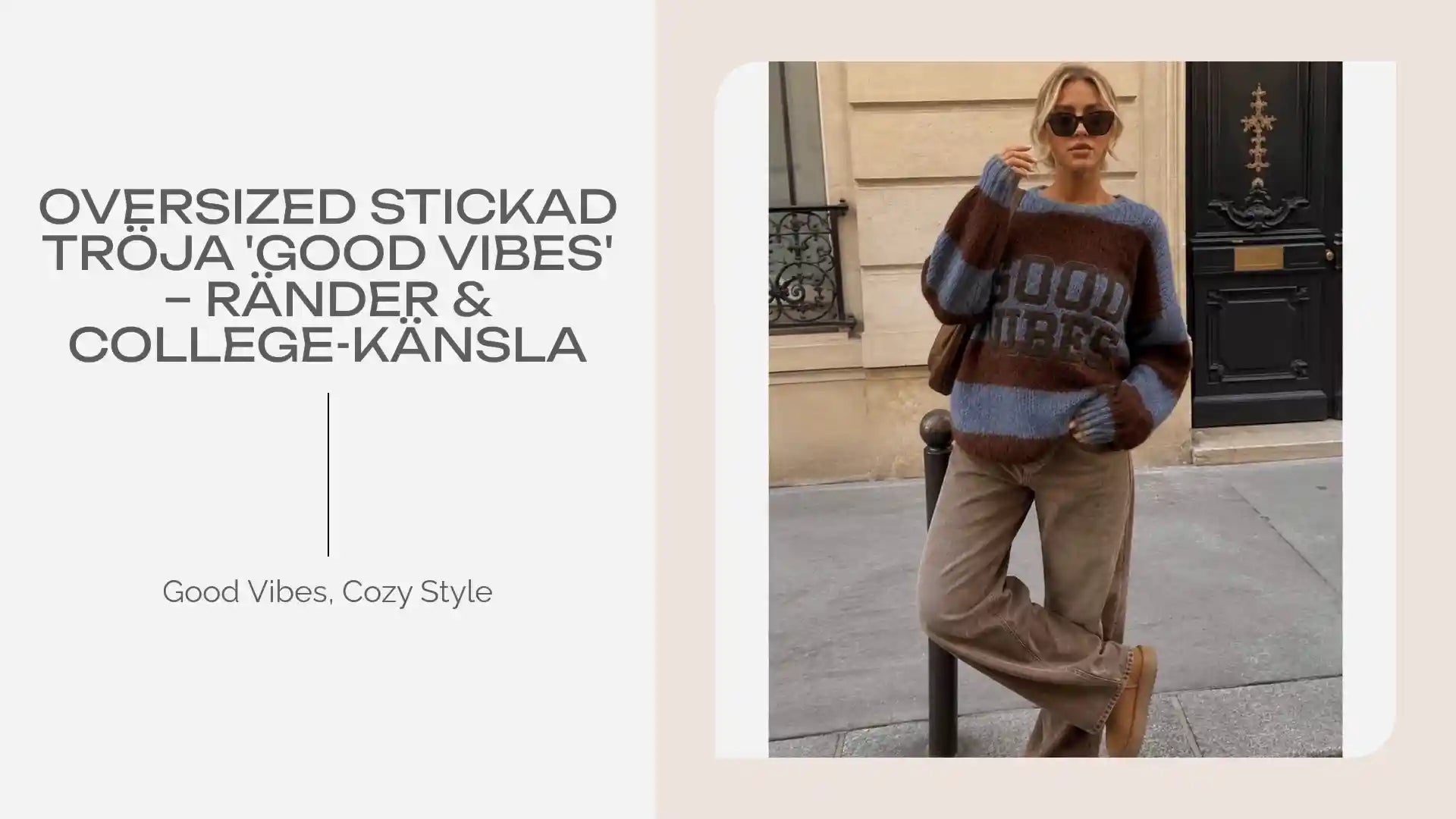 Oversized Stickad Tr&ouml;ja 'Good Vibes' &ndash; R&auml;nder & College-k&auml;nsla by@Outfy