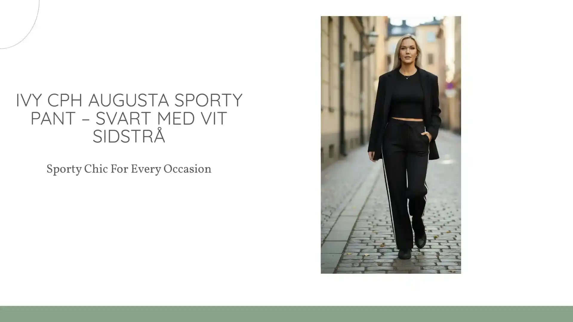 IVY CPH Augusta Sporty Pant &ndash; Svart med vit sidstr&aring; by@Outfy