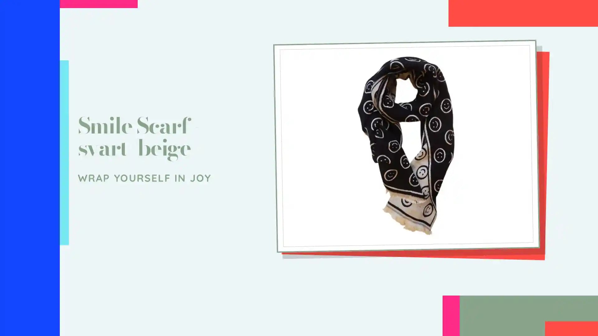 Smile Scarf - svart/beige by@Outfy