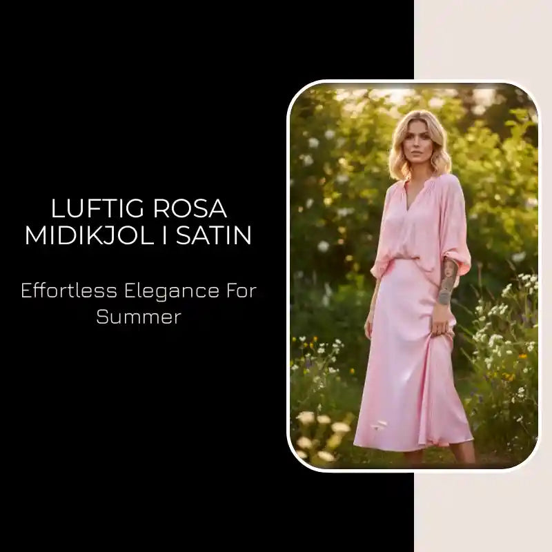 Luftig rosa midikjol i satin by@Outfy