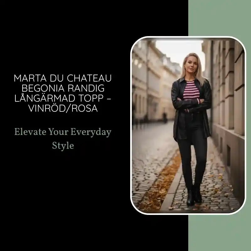Marta du Chateau Begonia Randig L&aring;ng&auml;rmad Topp &ndash; Vinr&ouml;d/Rosa by@Outfy