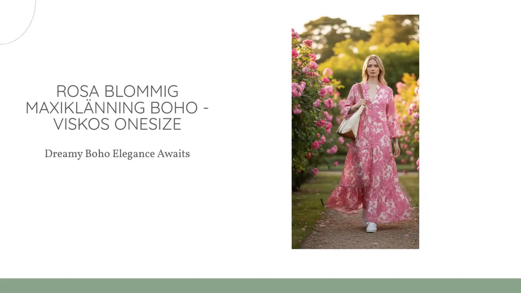 Rosa Blommig Maxikl&auml;nning Boho - Viskos Onesize by@Outfy