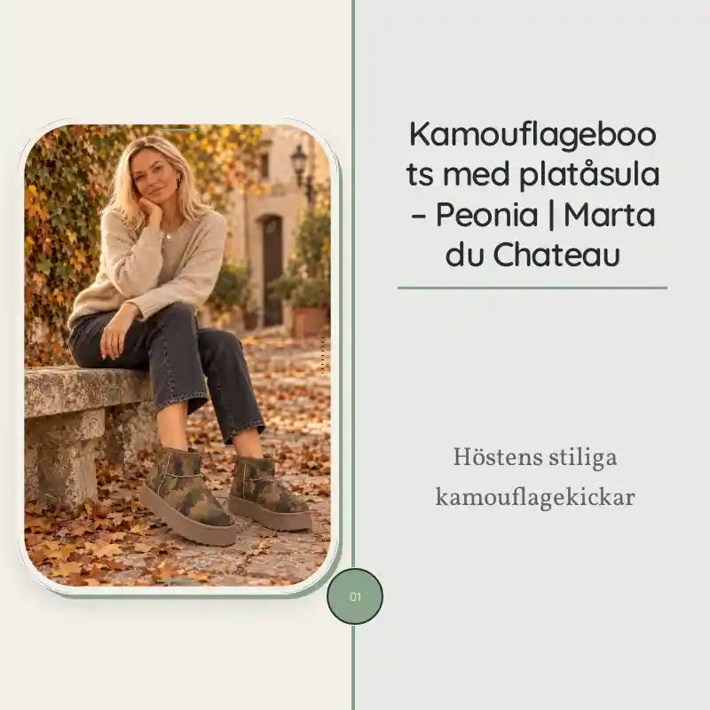 Kamouflageboots med plat&aring;sula &ndash; Peonia | Marta du Chateau by@Outfy