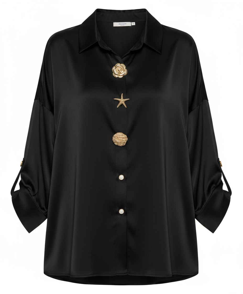 Produktbild av svart silkesblus