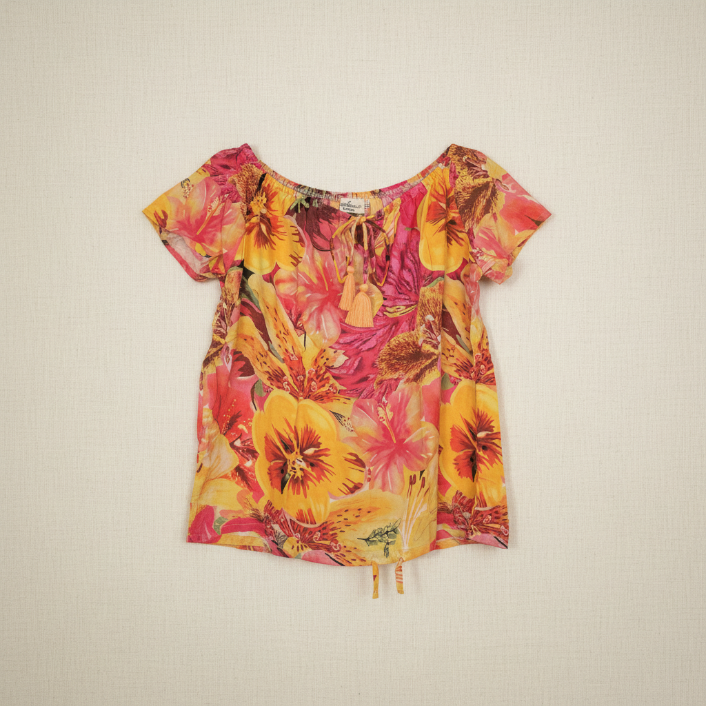 Produktbild – Blommig blus flat lay