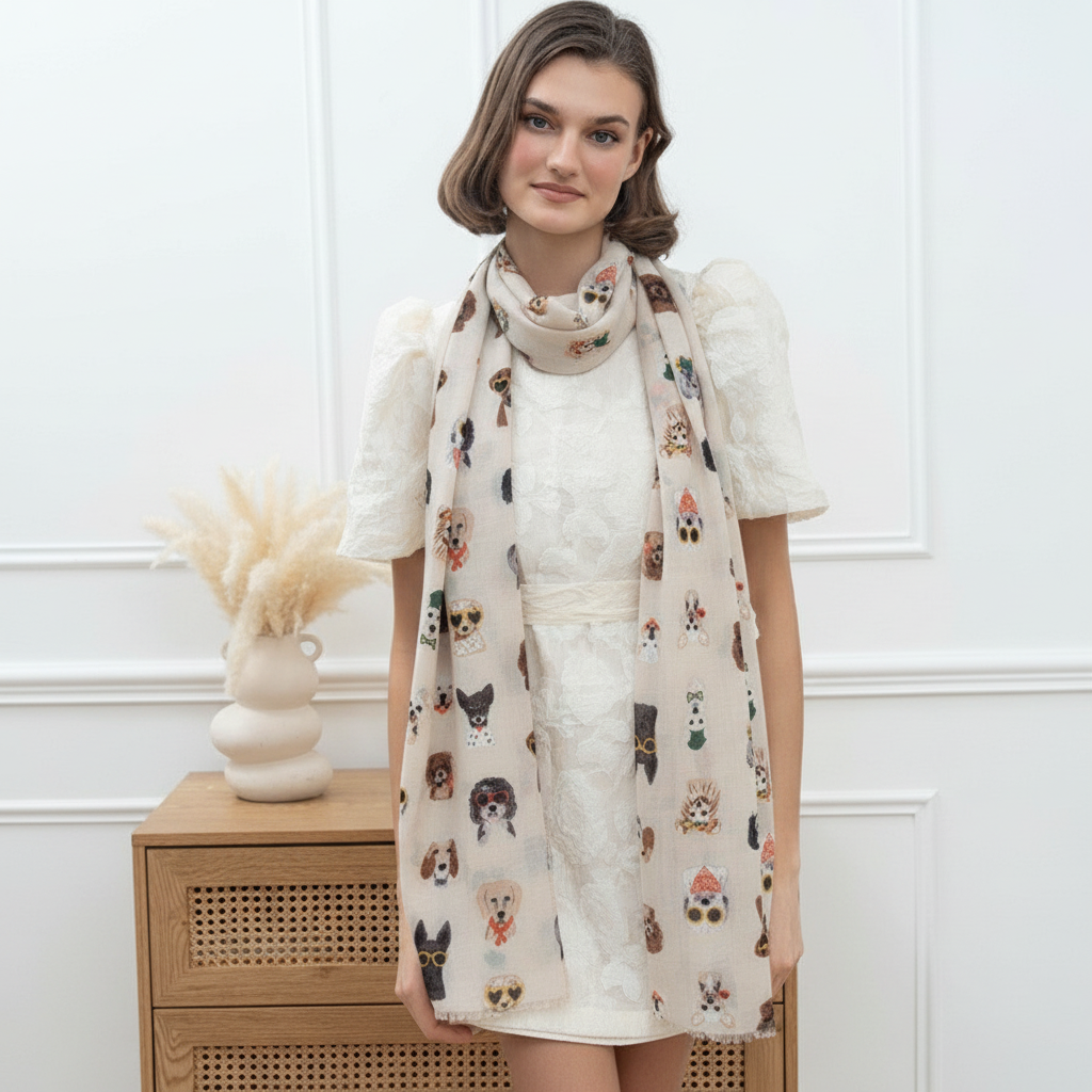 Produktbild sjal med hundmotiv