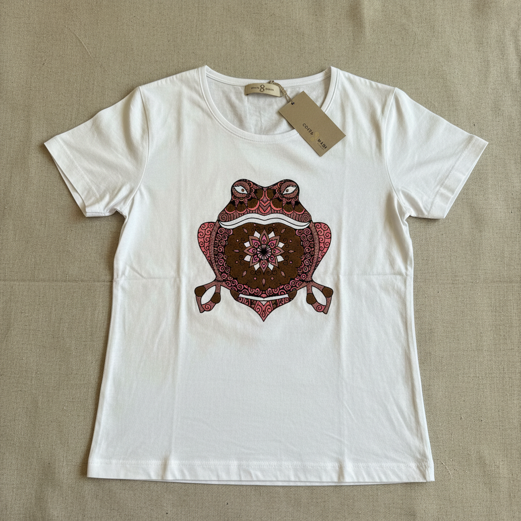 Produktbild vit T-shirt med groda