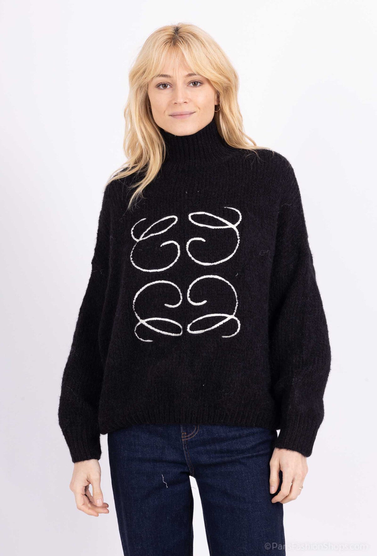 Broderad Stickad Polotröja Élégance