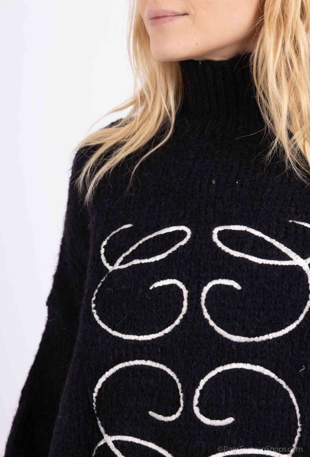 Broderad Stickad Polotröja Élégance