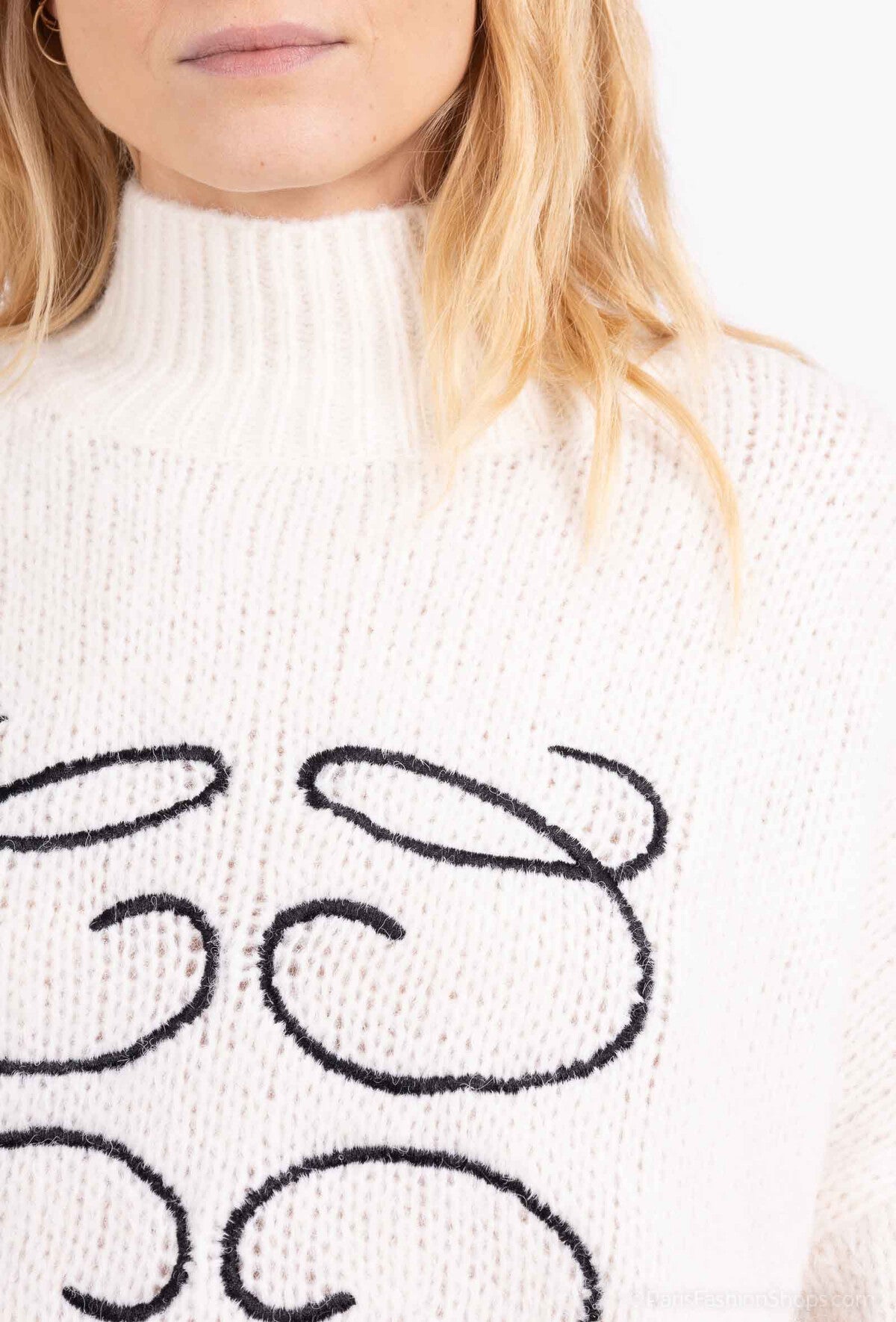 Broderad Stickad Polotröja Élégance