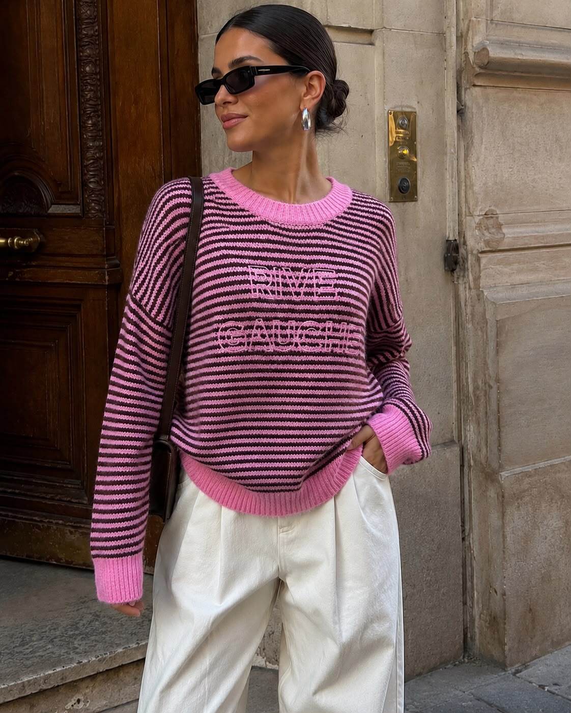 Oversized Marinière-tröja med Brodyr – Casual Chic