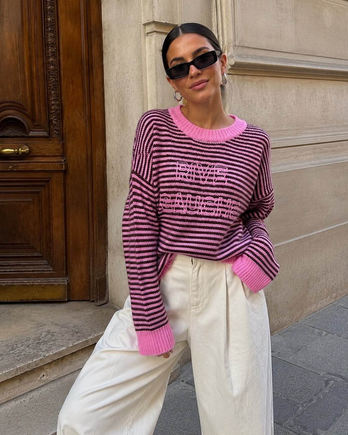 Oversized Marinière-tröja med Brodyr – Casual Chic