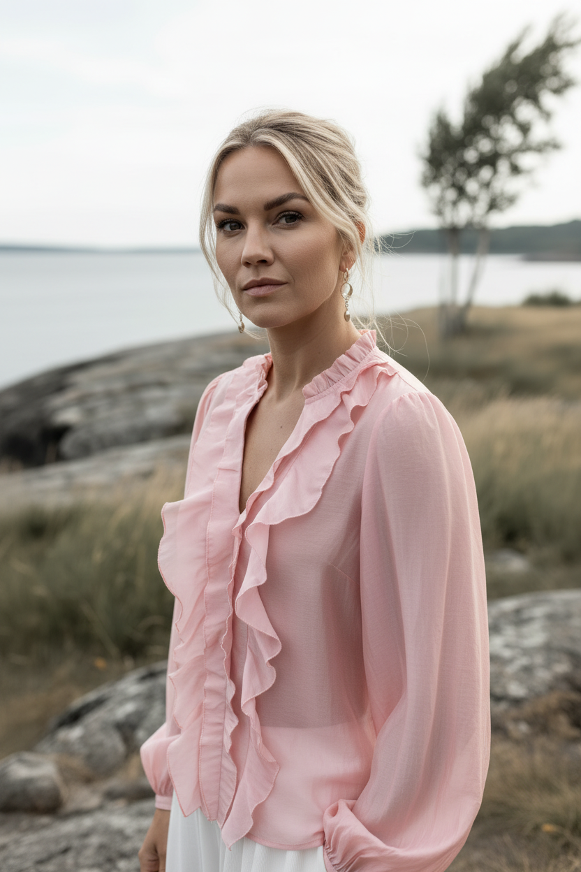 Rosa ruffelblus – modellbild