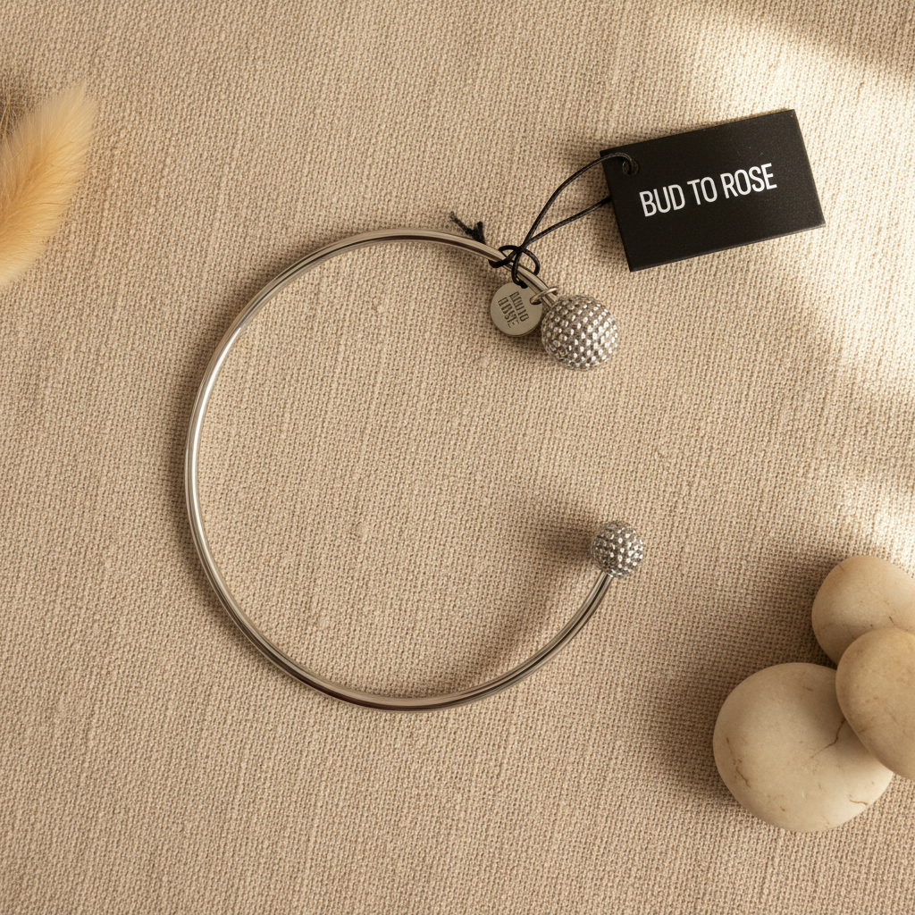 Silver bangle – flatlay
