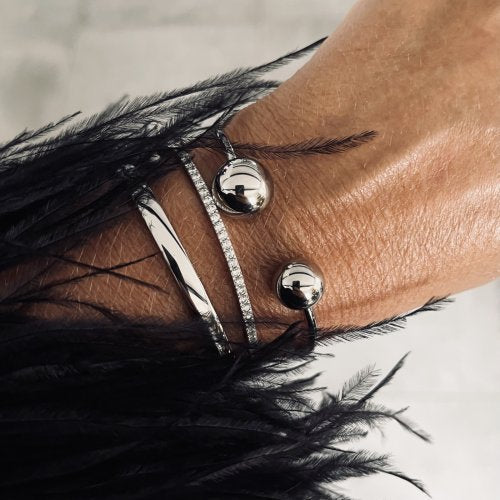 Globe Bangle i silver - Bud to Rose