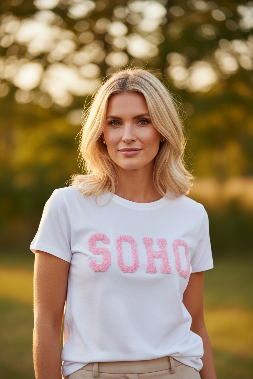 SOHO T-shirt White Pink 1