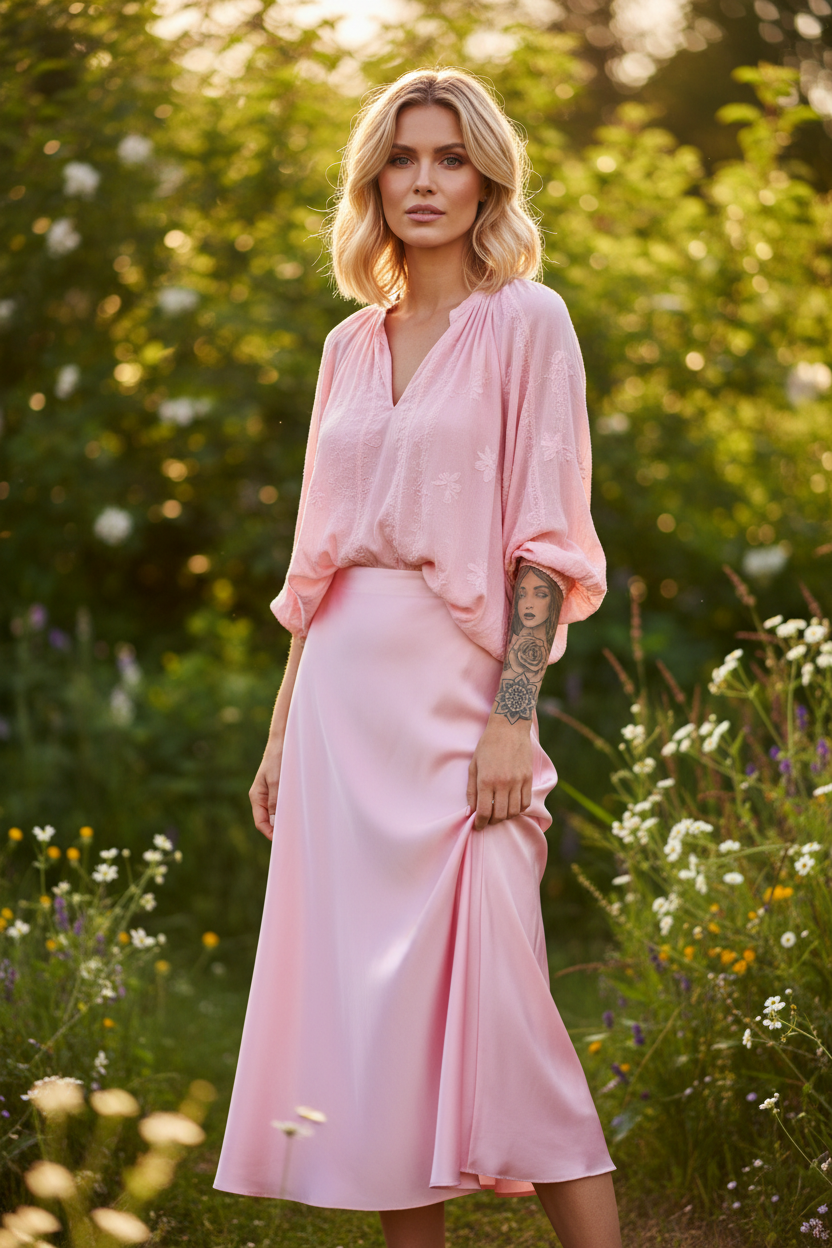 Somrig modellbild rosa set