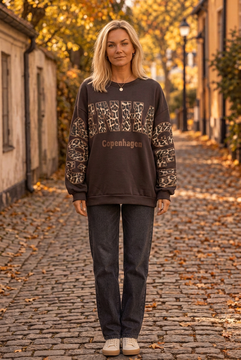 Stående modellbild med sneakers