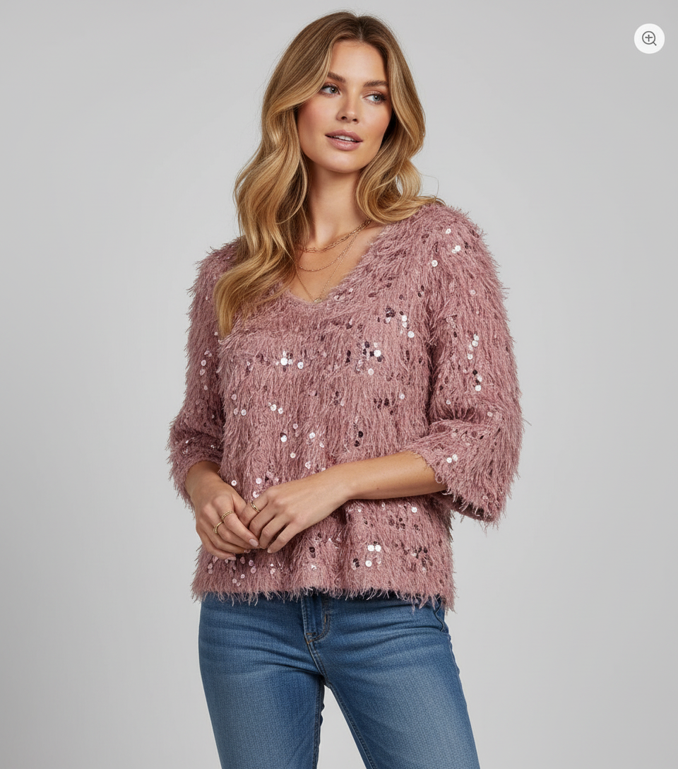 Studio porträtt med paljetttopp