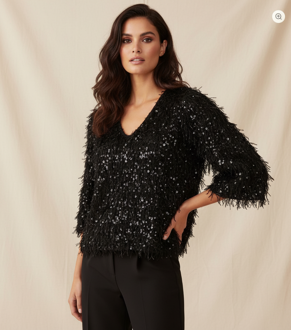 Studio porträtt svart paljetttopp