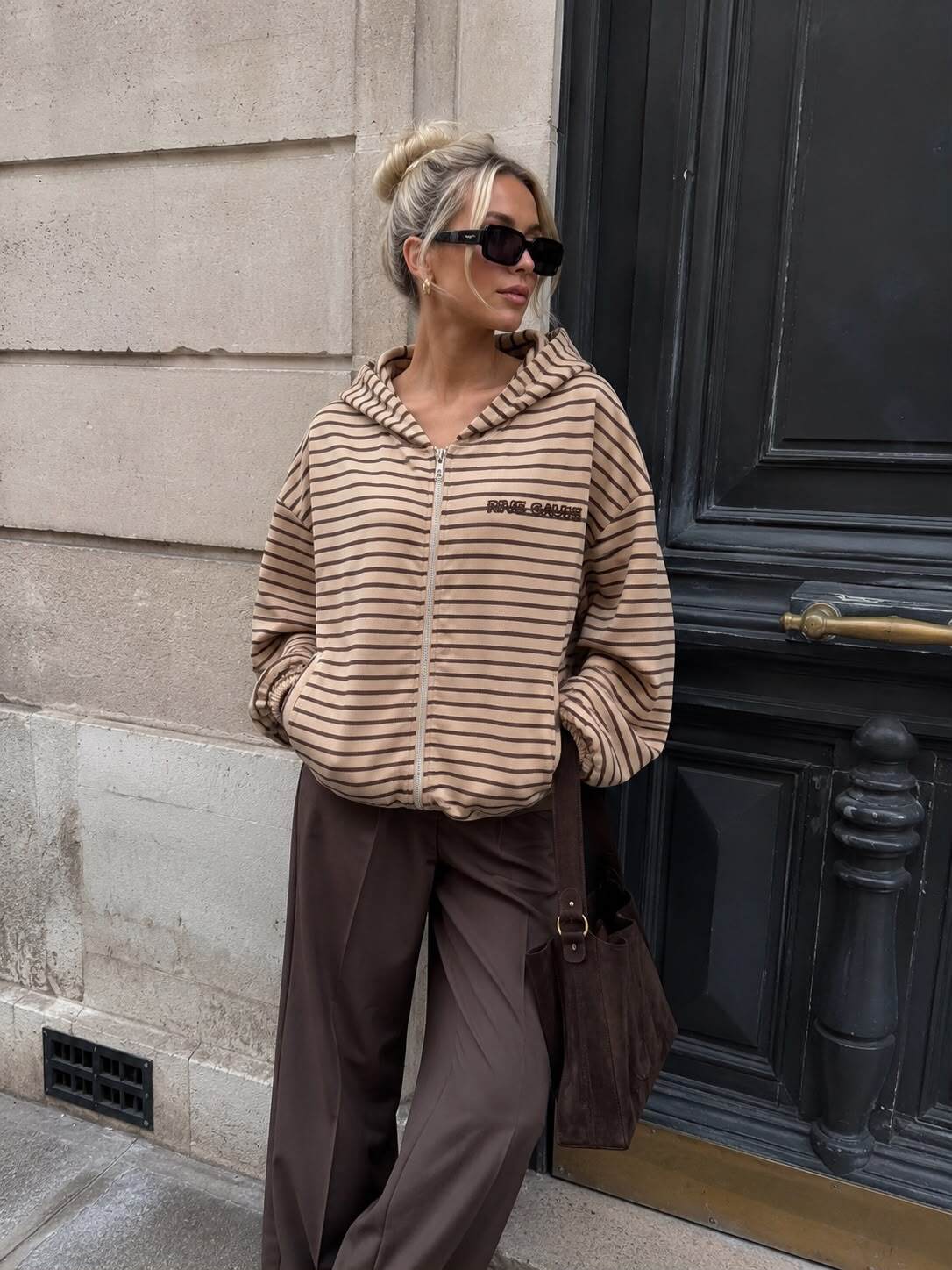 Rive Gauche Zip Hoodie – Randig Oversize