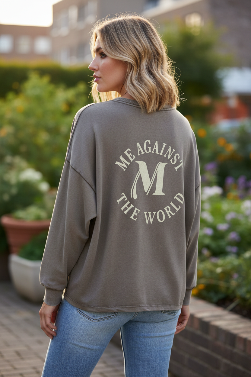 Taupe Me Against The World Sweatshirt Back View
