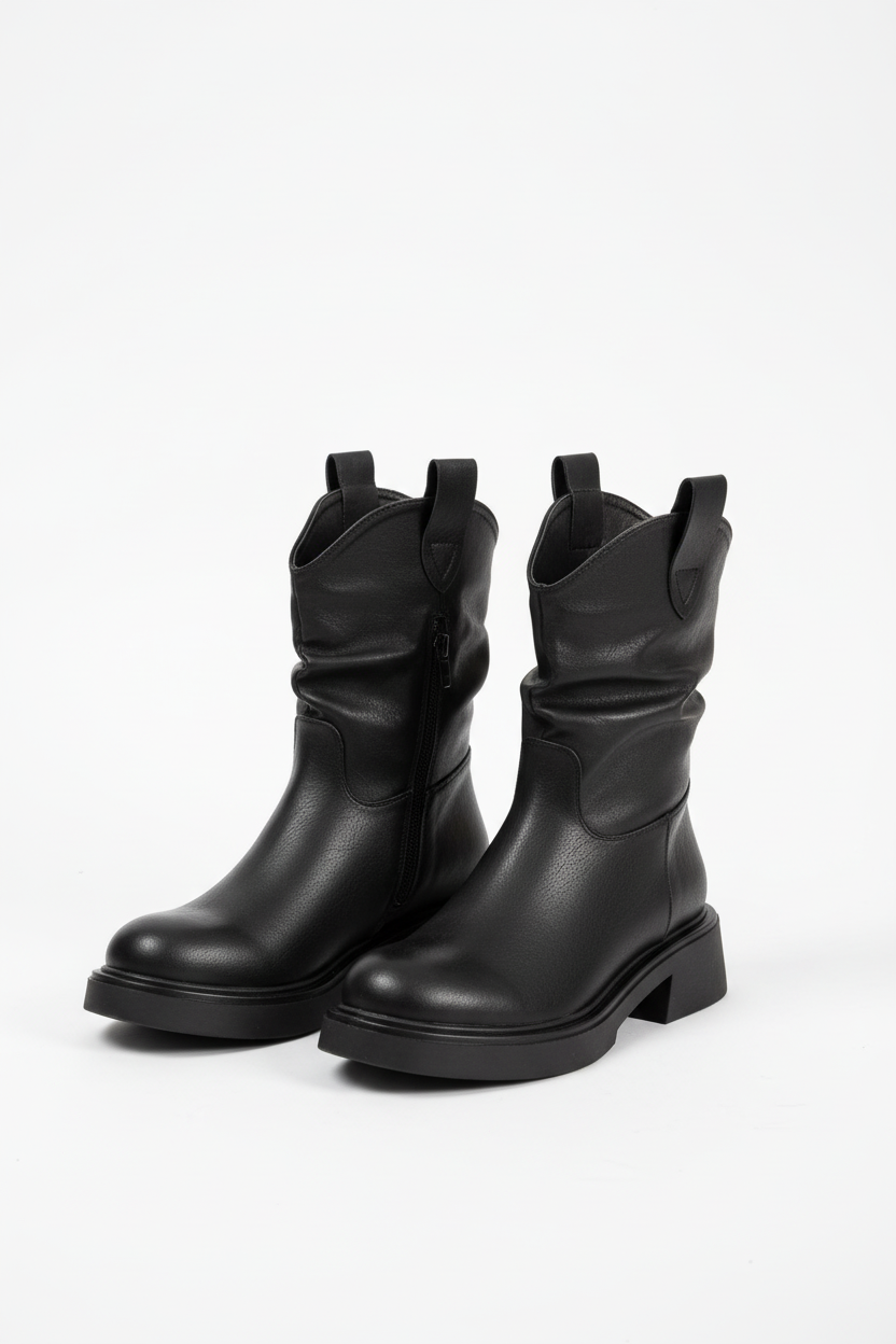 Vinklad vy av svarta boots